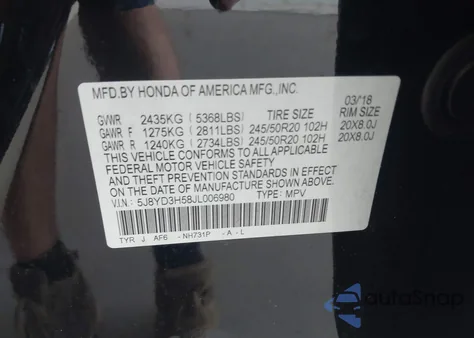 2018 Acura Mdx Technology Package Acurawatch Plus Pkg z USA, uszkodzony, nr VIN 5J8YD3H58JL006980